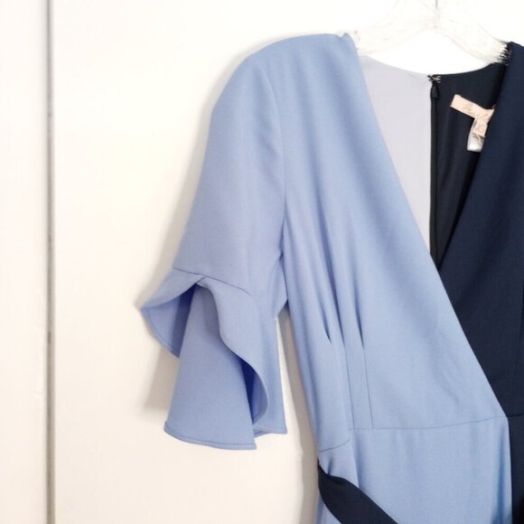 Hutch Blue Colorblock Faux-Wrap Midi Dress - Picture 3 of 10